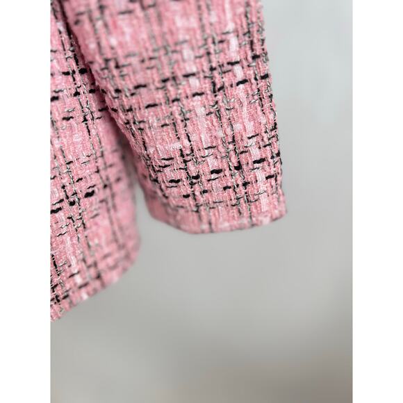 TWEED MINI SKIRT AND JACKET BLAZER SET WOMENS PINK BLACK GOLD BUTTON 2 PIECE SET - Picture 5 of 15